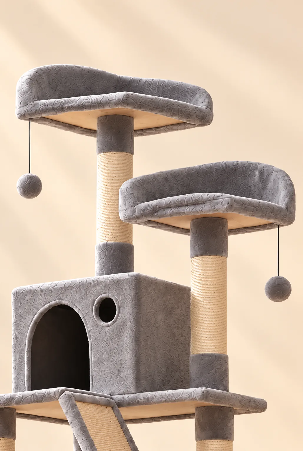 Twin top beds and hanging balls detail