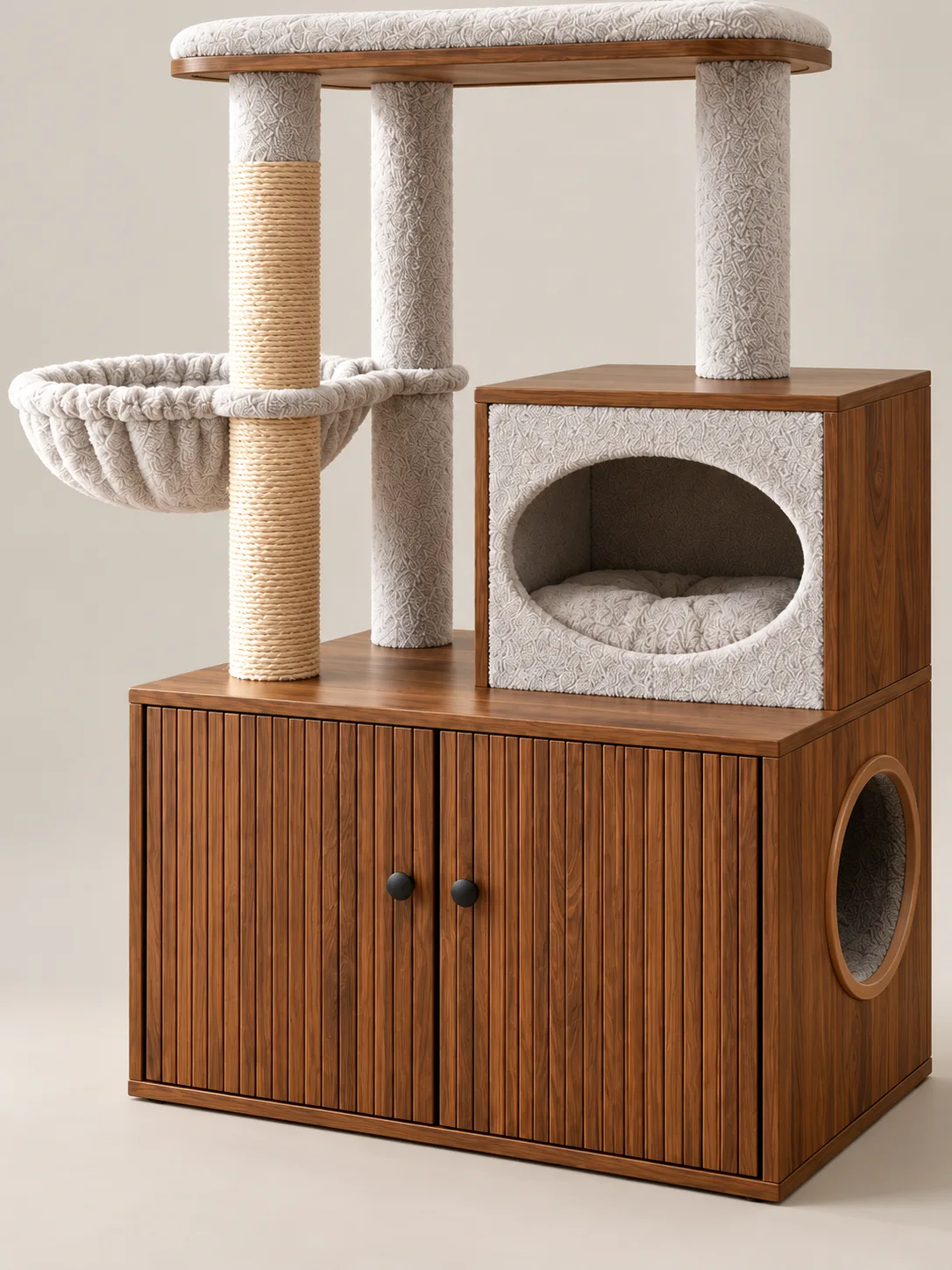 Cabinet, house and fabric hammock detail