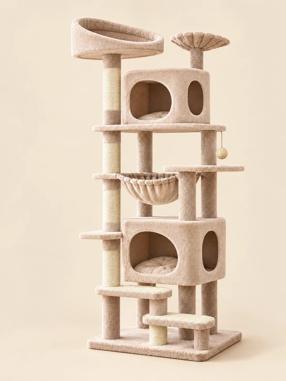 砂色高款猫爬架全貌