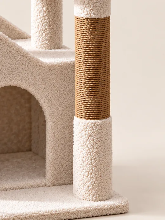 Paper-rope post and teddy-fleece base