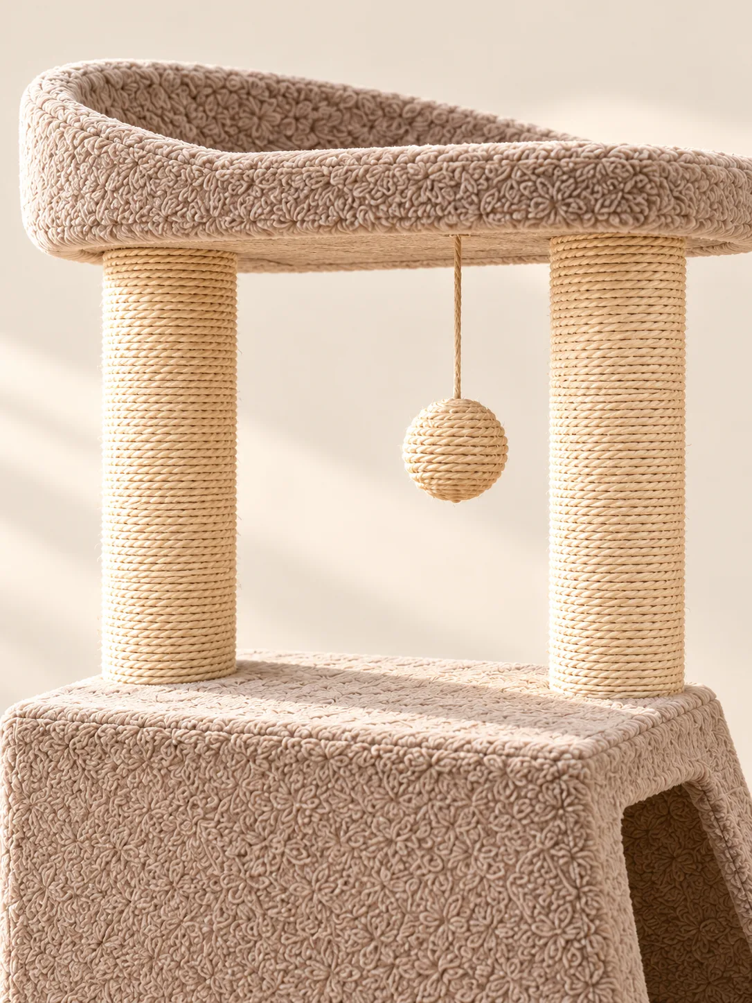 Back-rest bed and twin sisal posts