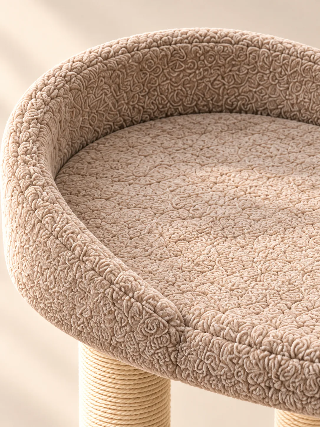 Curved back-rest bed close-up