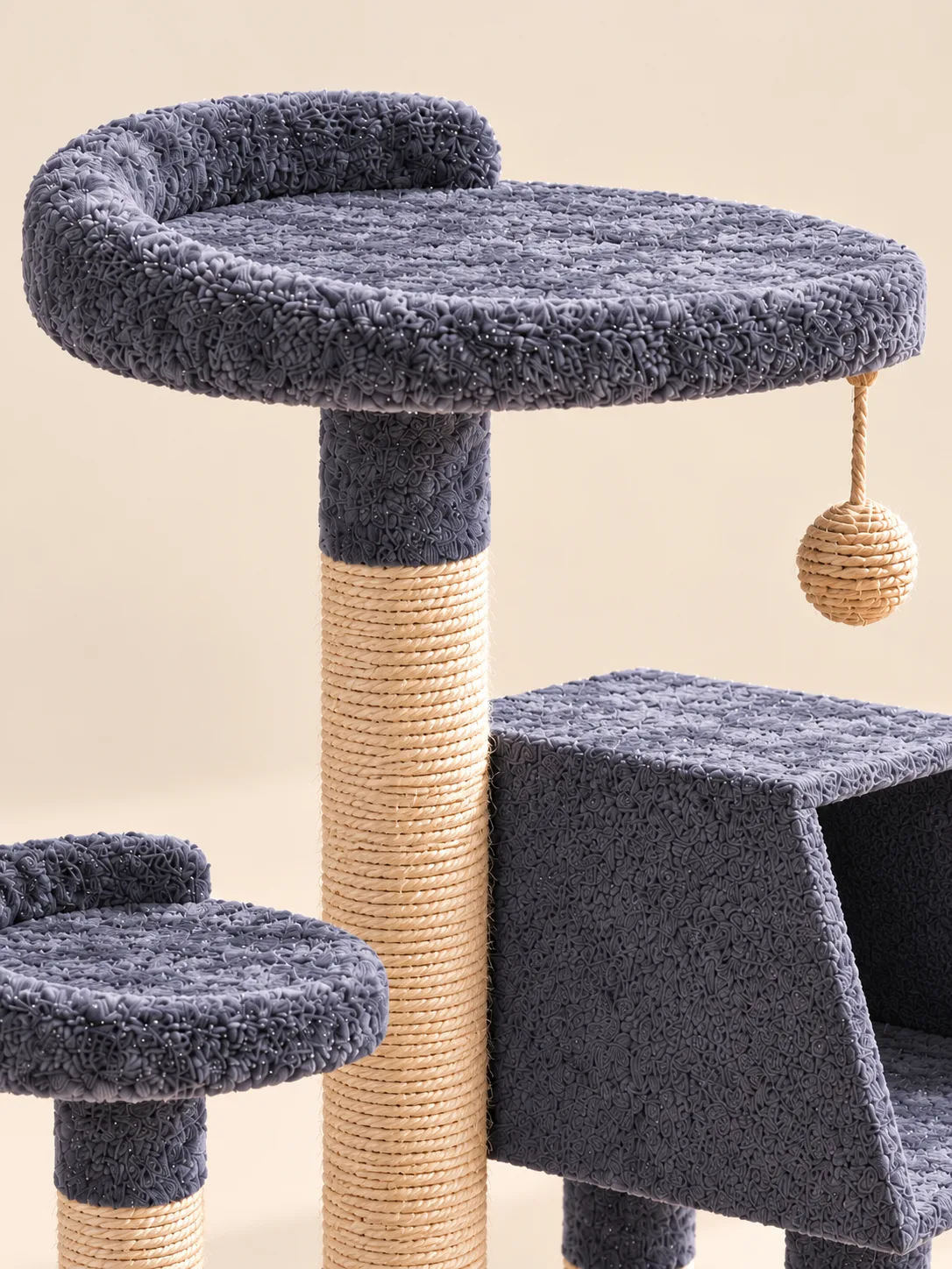 Top platform with back-rest and hanging ball